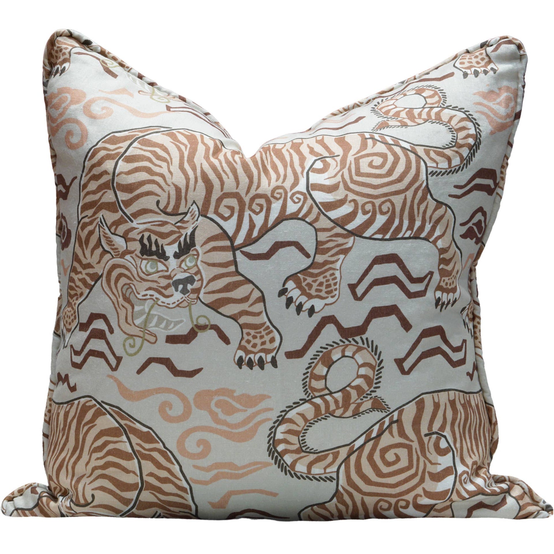 Tigers of Tibet Pillow in Fawn
