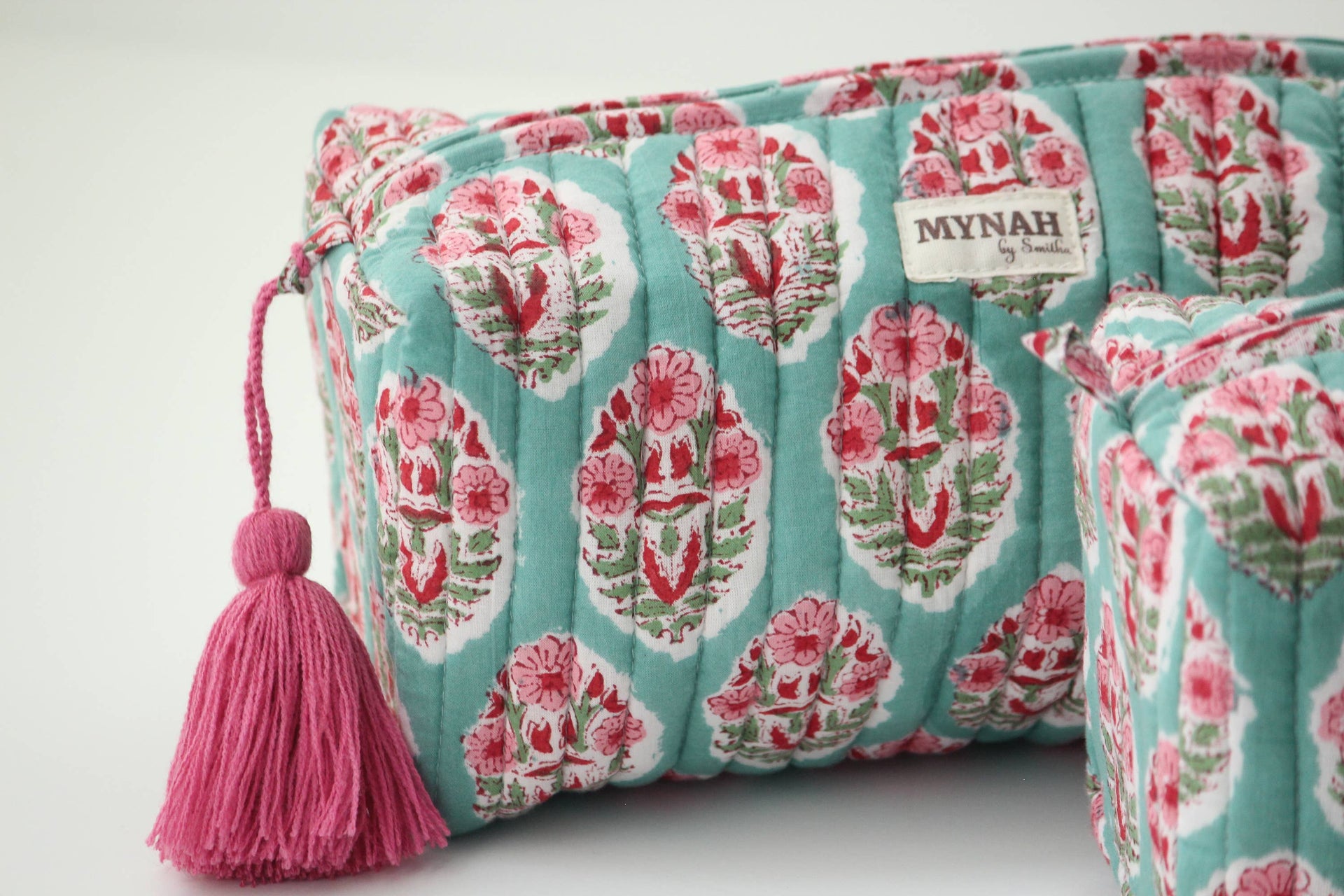 Turquoise Floral Print Makeup/Toiletry Bag