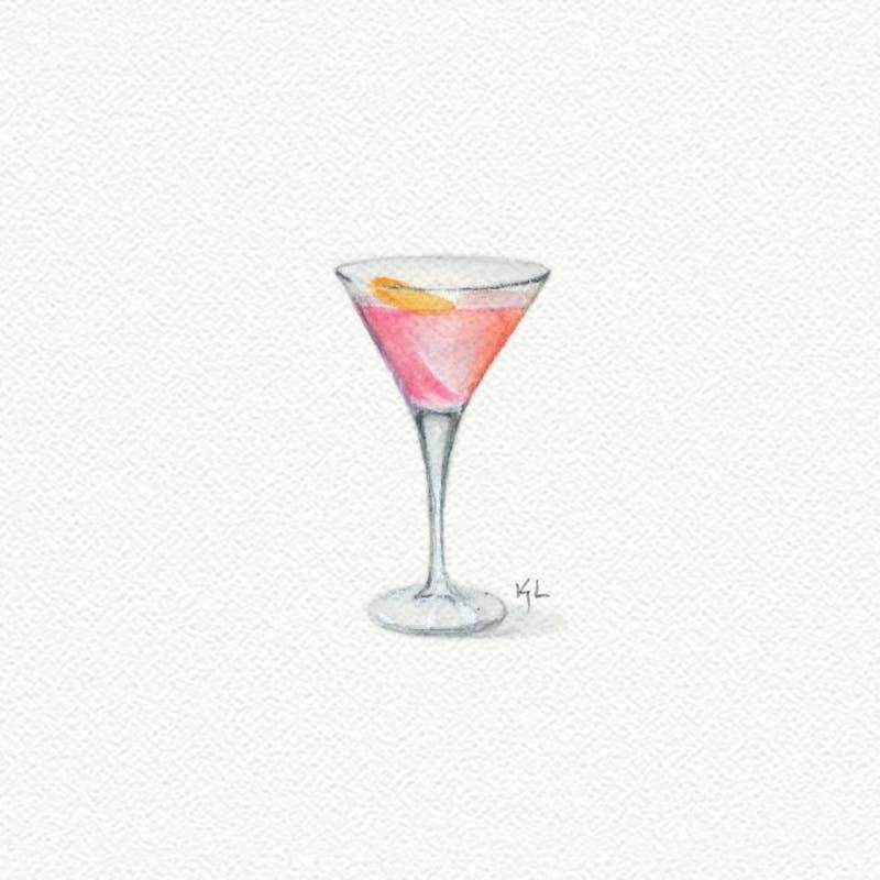 Cosmopolitan Miniature Watercolor Painting - Print