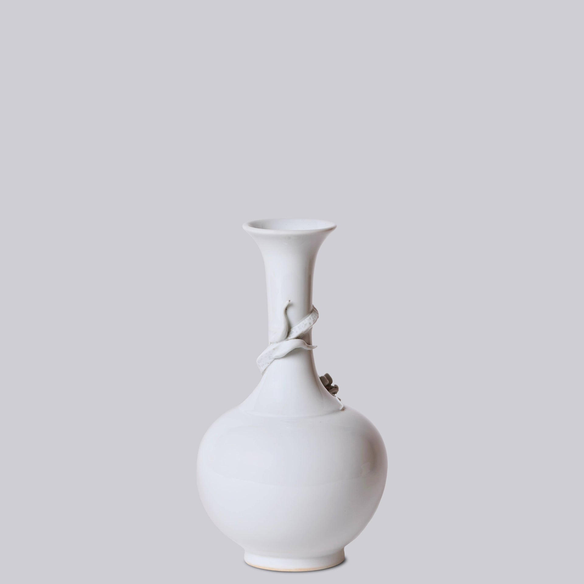 White Porcelain Globe Vase with Coiling Dragon