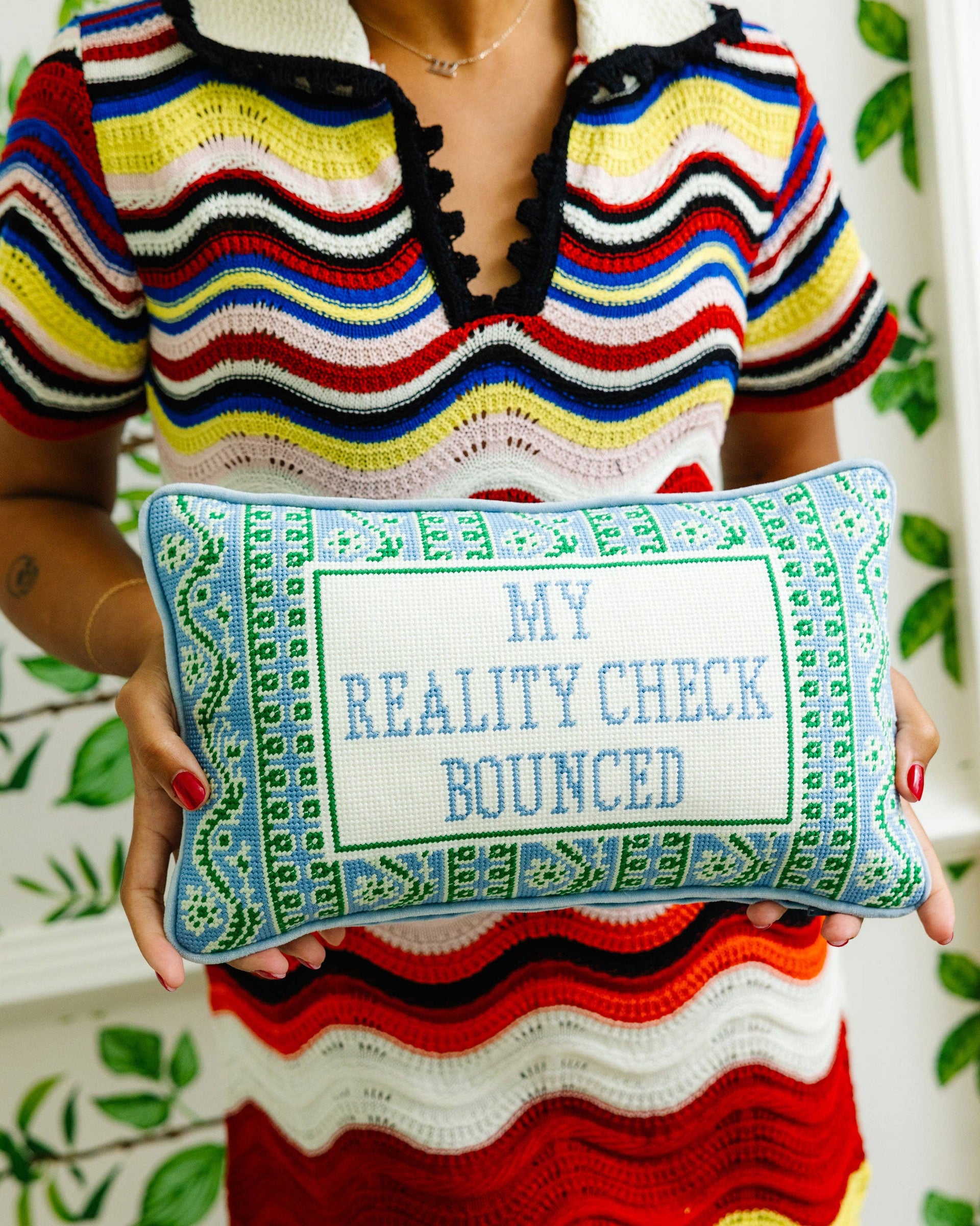 'Reality Check' Needlepoint Pillow