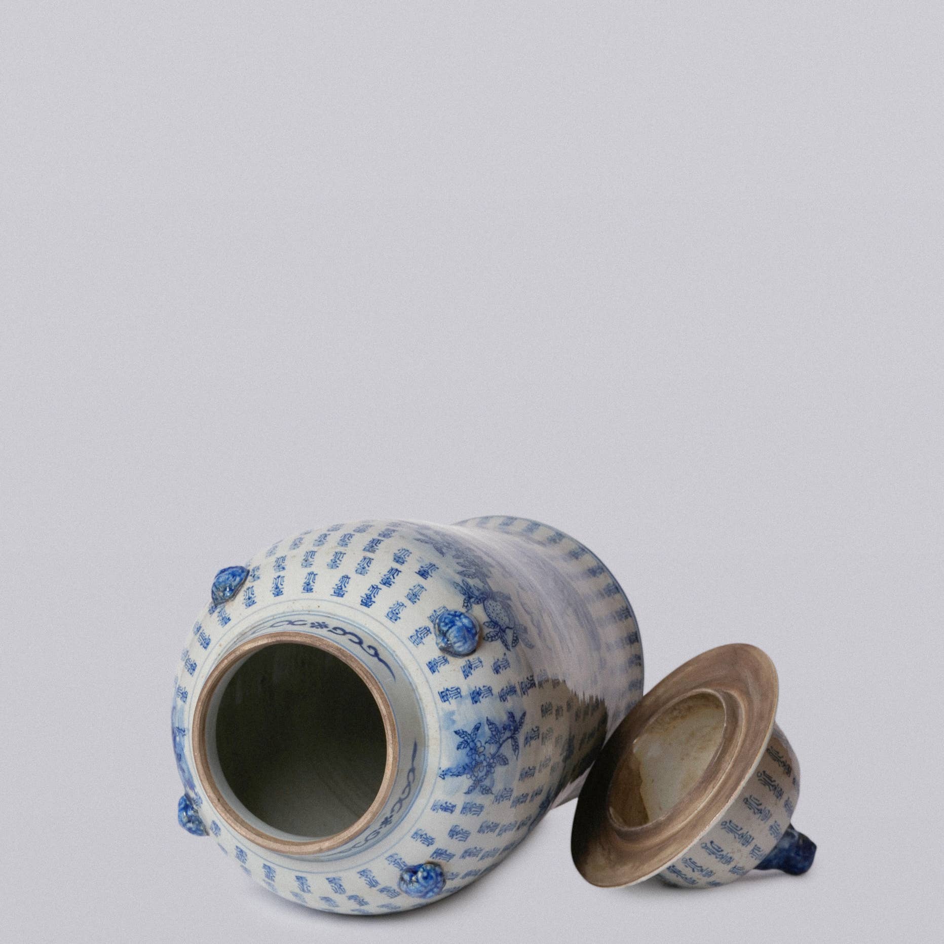 Blue and White Longevity and Peaches Porcelain Temple Jar