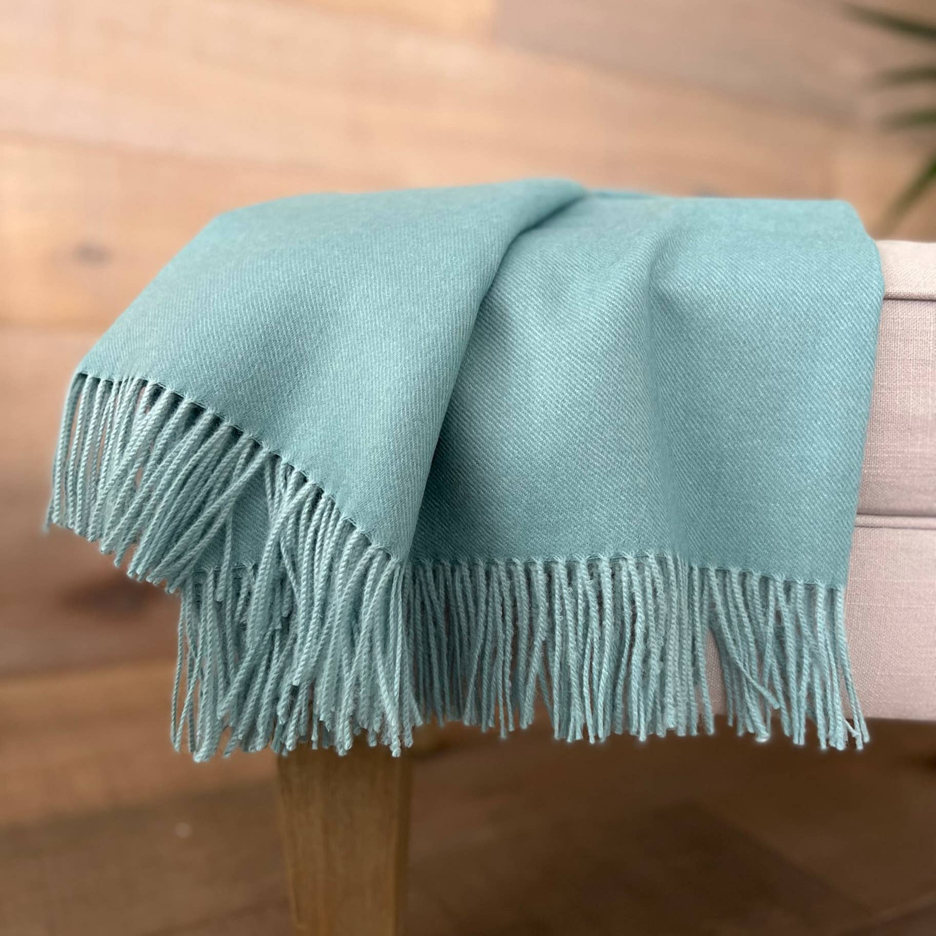 100% Baby Alpaca Throw - Sea Glass
